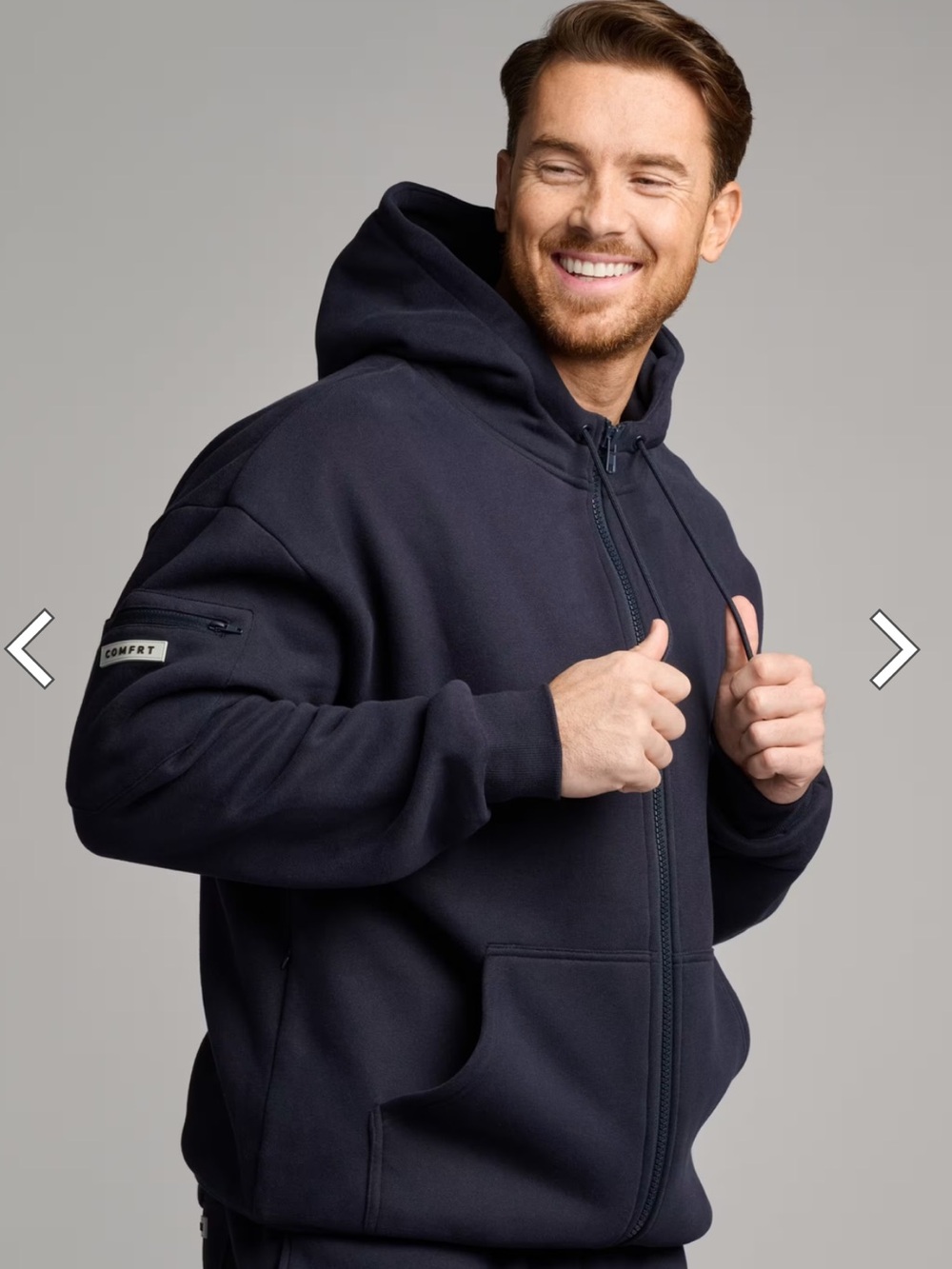 Comfrt Airplane Mode Travel Zip Hoodie Navy Blue Men’s Small NWOT